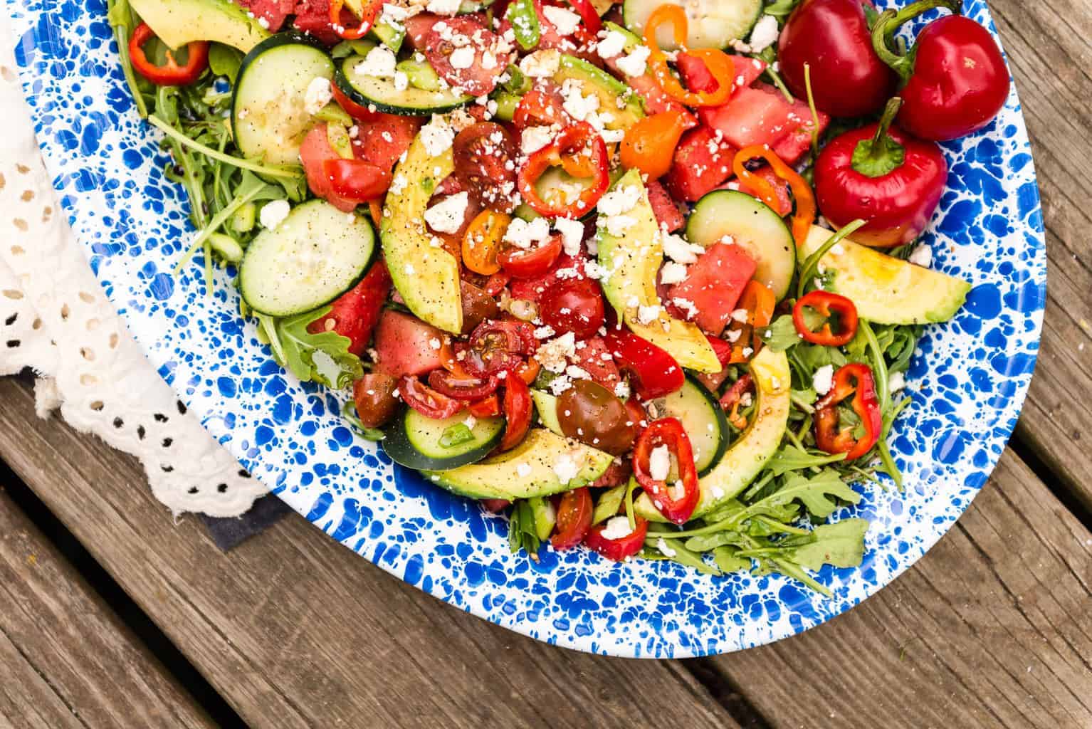 Summertime Watermelon Avocado Salad Recipe - Kita Roberts PasstheSushi