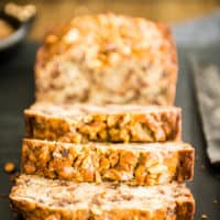 Espresso banana bread recipes uses up frozen bananas, chocolate chips and walnuts!