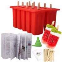 Homemade Popsicle Molds Shapes, Food Grade Silicone Frozen Ice Popsicle Maker-BPA Free, with 62 Popsicle Sticks 50 Popsicle Bags(10 Cavities)