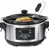 Hamilton Beach 33969A 6-Quart Programmable Set & Forget w/Temperature Probe Slow Cooker Stainless Steel