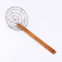 Letschef Stainless Steel Spider Strainer Asian Kitchen Wire Food Cooking Skimmer With Natural Bamboo Handle, 6-Inch, Hand-Made