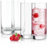 JoyJolt Stella Lead Free Crystal Highball Glass 14.2-Ounce Barware Collins Tumbler Drinking Glasses For Water, Juice, Beer, And Cocktail Set Of 4