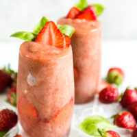 Frozen Strawberry Balsamic gin and tonic cocktail