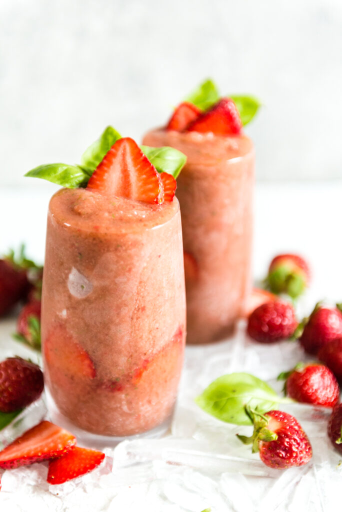 Frozen Strawberry Balsamic gin and tonic cocktail