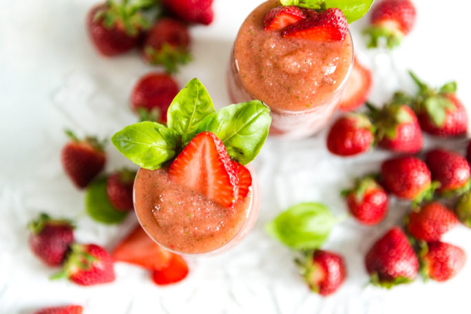 A perfect blend of balsamic strawberries and the classic gin and tonic in one cocktail