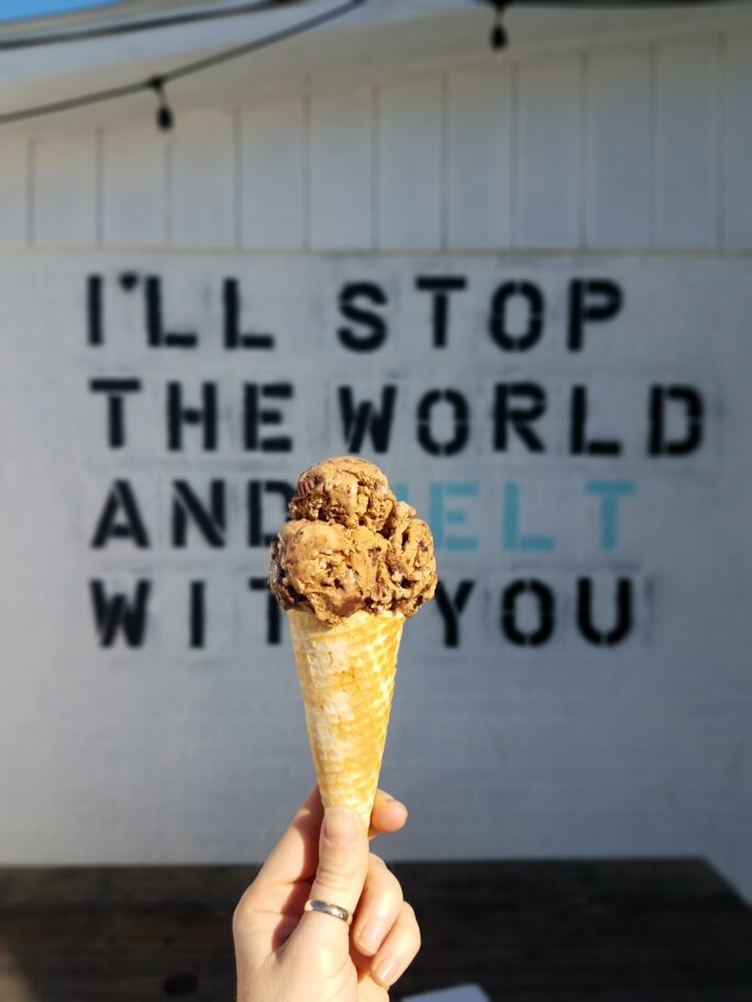 scoop of coffee ice cream at Kellys Creamy