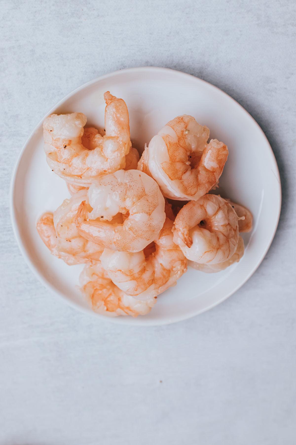 Cooked shrimp on a platter. 