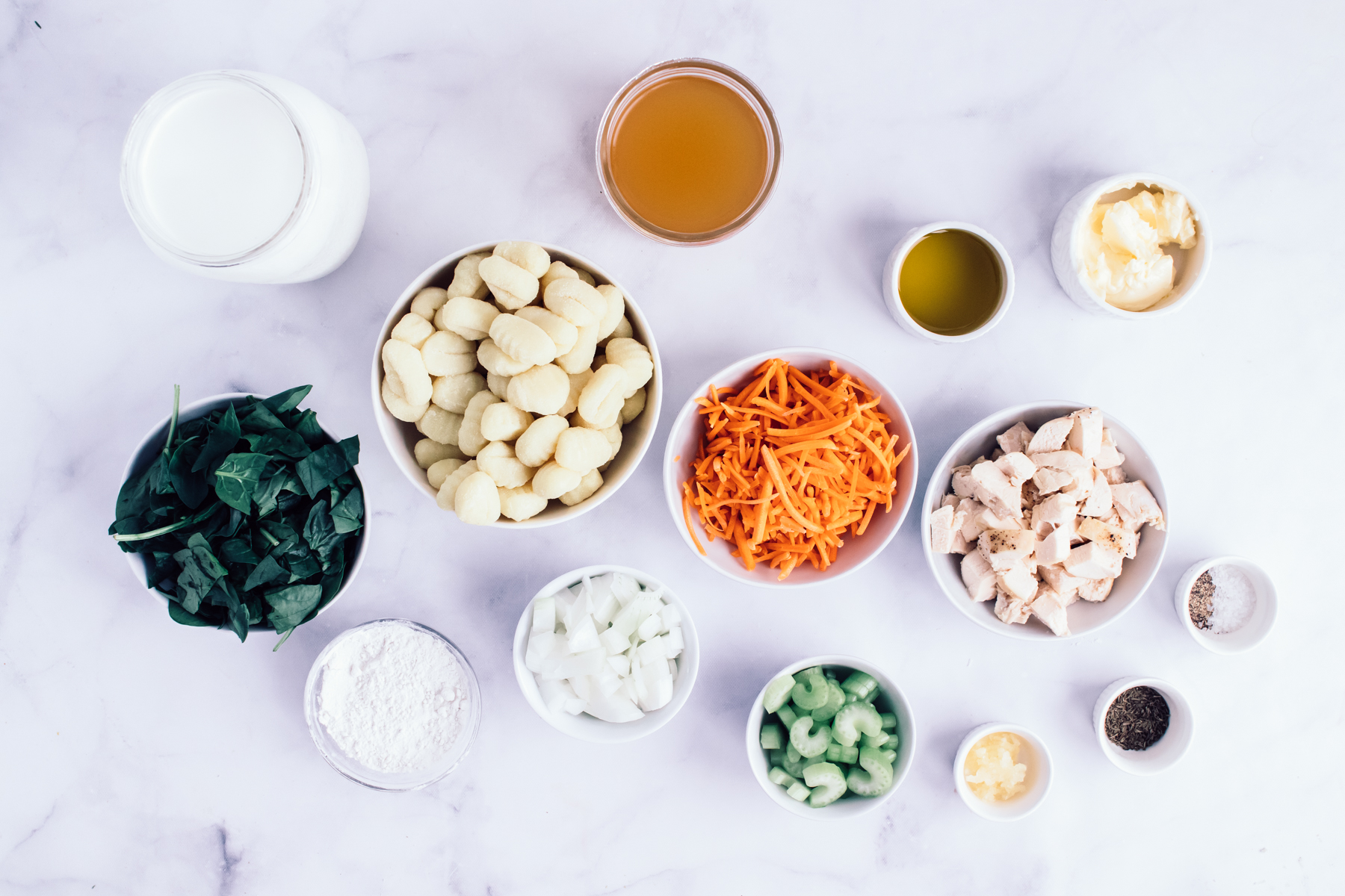 Ingredients for Chicken Gnocchi Soup.