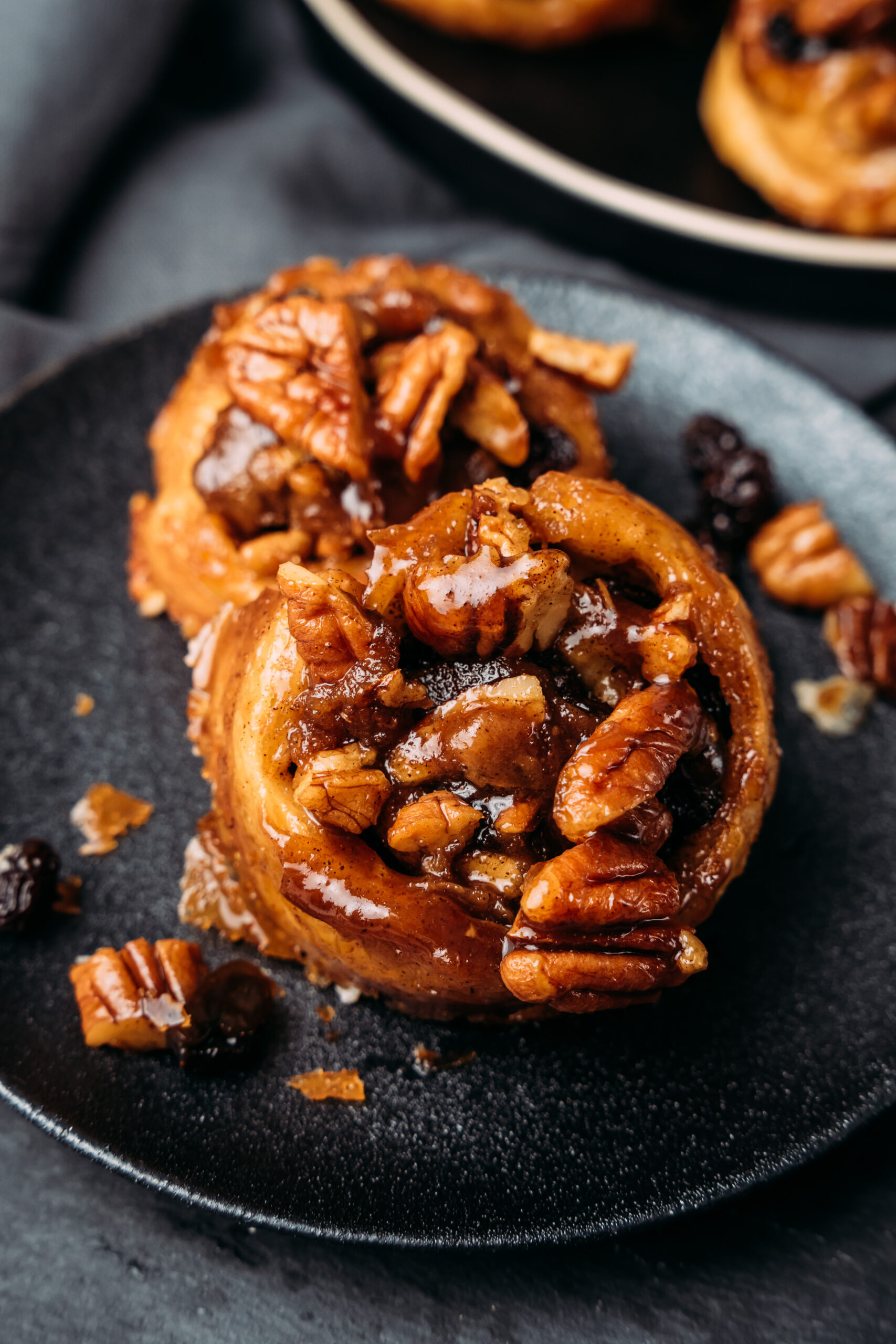 close up view of sticky buns