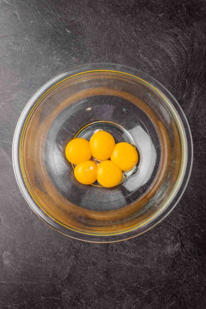 glass bowl with egg yolks