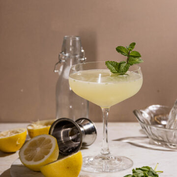 Mint spring in a fresh lemony southside cocktail.
