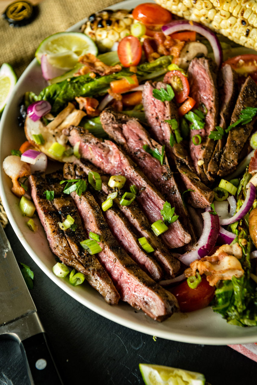 Grilled Coffee Crusted Flank Steak Salad | Kita Roberts GirlCarnivore.com