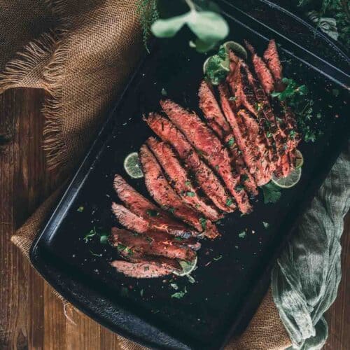 Grilled flank steak. 