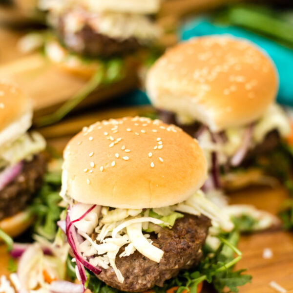 Burgers with slaw. 